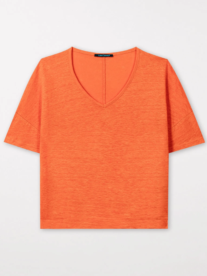 Luisa-Cerano-Linen-T-Shirt-In-Burnt-Orange-398130-7687-Col-0646-izzi-of-baslow