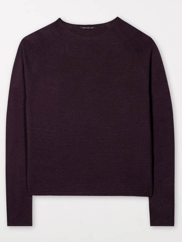Luisa Cerano Round Neck Jumper With Fluted Sleeve Raspberry
