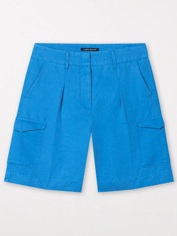 Luisa Cerano Linen Blend Cargo Shorts In Azure 698690 3502 Col 0235