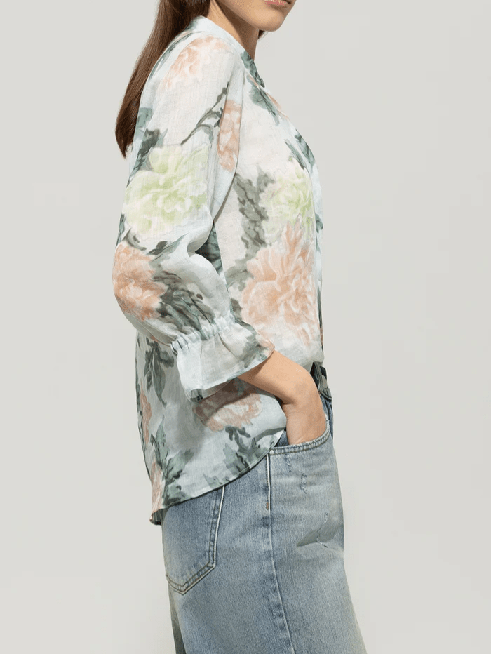 Luisa Cerano Women's Ramie Shirt Blouse With Flower Print 218575 3747 Col 3109