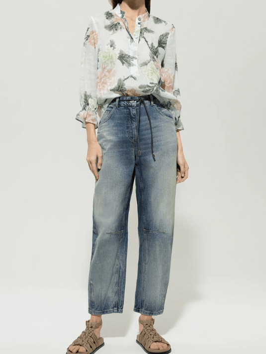 Luisa Cerano Women's Ramie Blouse With Flower Print 238690 3833 Col 3243