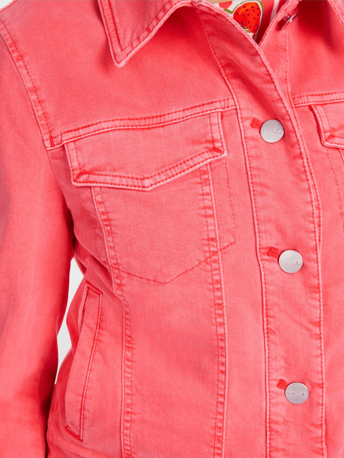 Marc Cain Additions Coats and Jackets Marc Cain Additions Rethink Together Denim Jacket In Coral YA 31.02 D64 COL 222 izzi-of-baslow