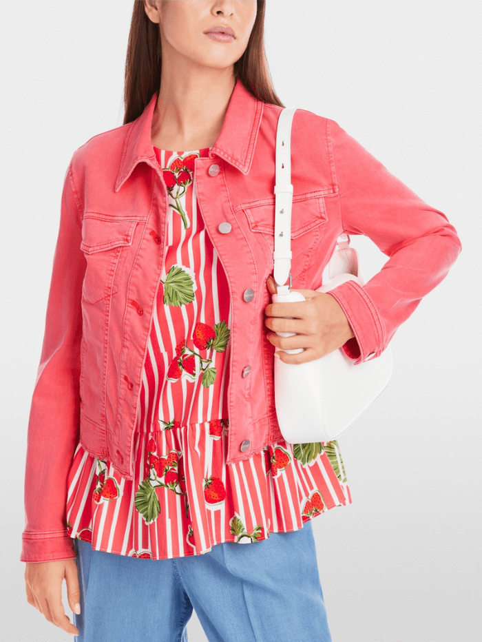Marc Cain Additions Coats and Jackets Marc Cain Additions Rethink Together Denim Jacket In Coral YA 31.02 D64 COL 222 izzi-of-baslow