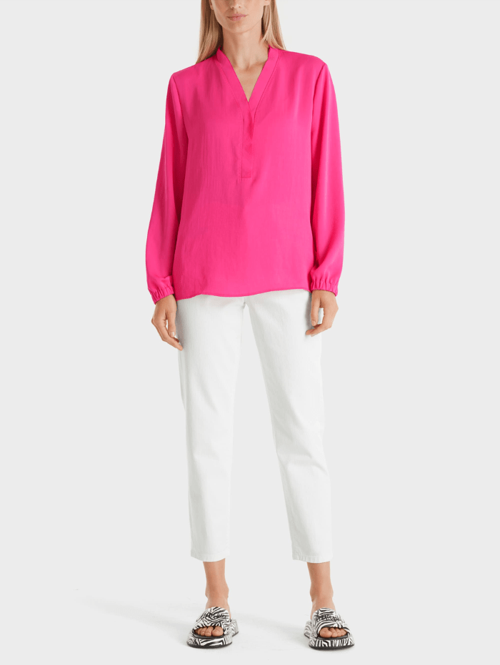 Marc-Cain-Additions-Pink-V-Neck-Blouse WA 51.03 W39 COL 245 izzi-of-baslow