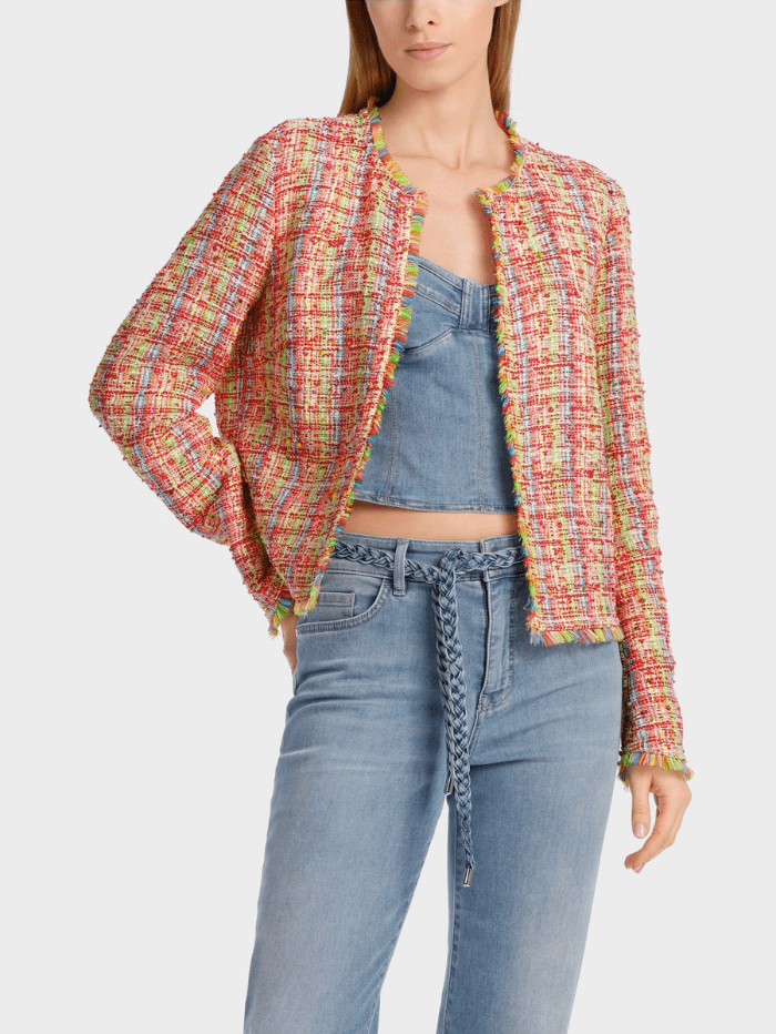 Marc-Cain-Collections-Bouclé-Jacket-In-Multicoloured-Check WC 31.21 W57 COL 531 izzi-of-baslow