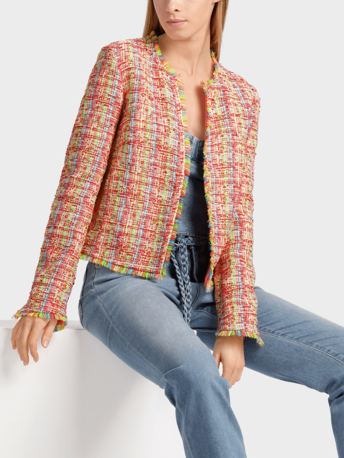 Marc-Cain-Collections-Bouclé-Jacket-In-Multicoloured-Check WC 31.21 W57 COL 531 izzi-of-baslow