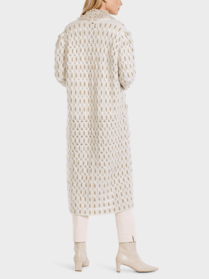 Marc-Cain-Collections-Fancy-Knitted-Long-Coat In Off White VC 11.19 M46 COL 110 izzi-of-baslow