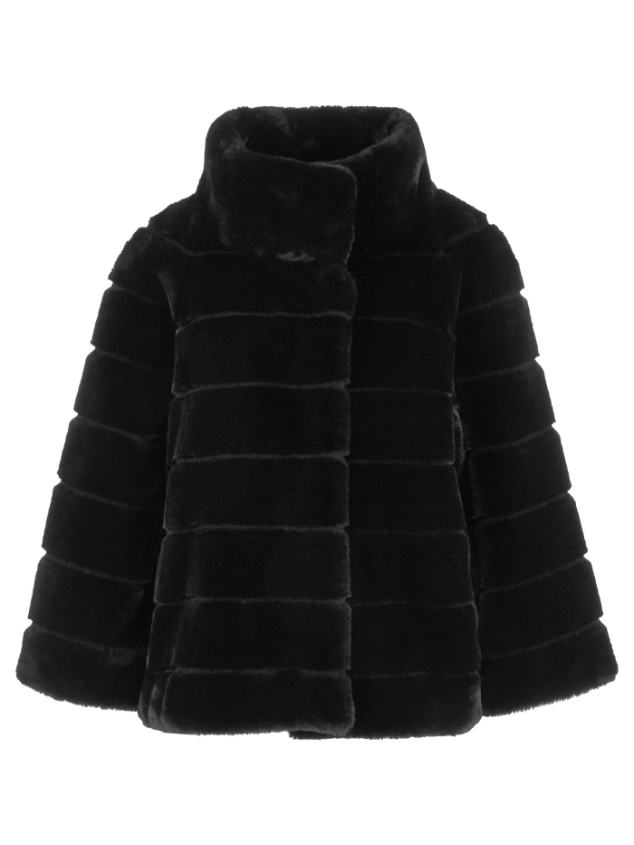 Marc-Cain-Collections-Short-Faux-Fur-Coat-In-Black VC 12.10 W65 COL 900 izzi-of-baslow