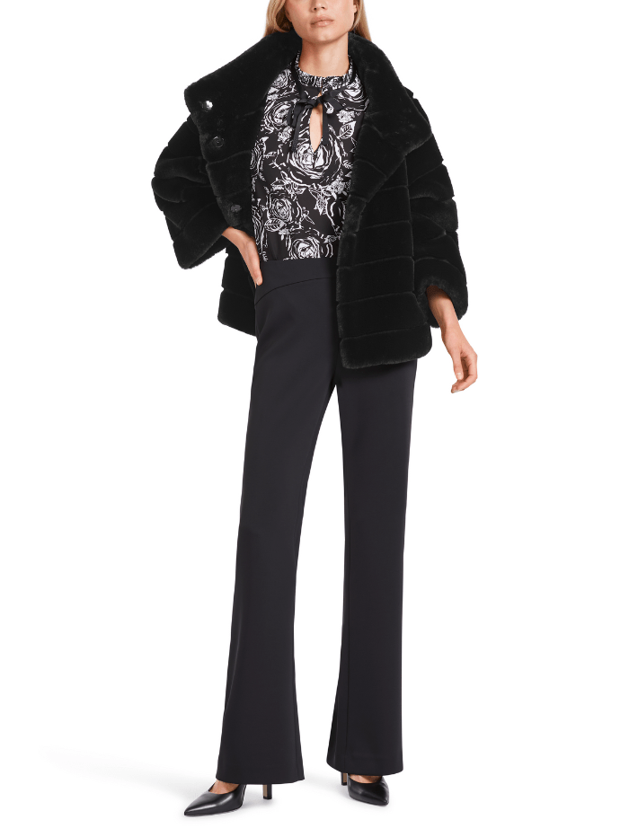 Marc-Cain-Collections-Short-Faux-Fur-Coat-In-Black VC 12.10 W65 COL 900 izzi-of-baslow