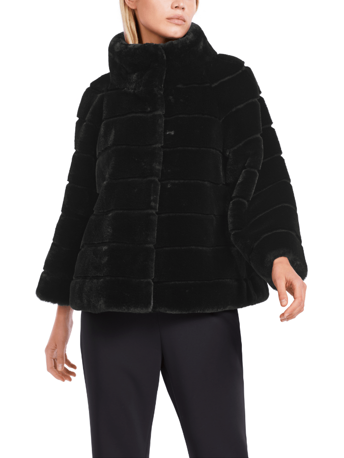 Marc-Cain-Collections-Short-Faux-Fur-Coat-In-Black VC 12.10 W65 COL 900 izzi-of-baslow