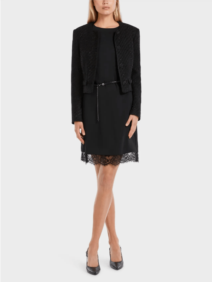 Marc-Cain-Collections-Black-Mini-Dress-With-Delicate-Lace VC 21.39 W16 Col 900 izzi-of-baslow