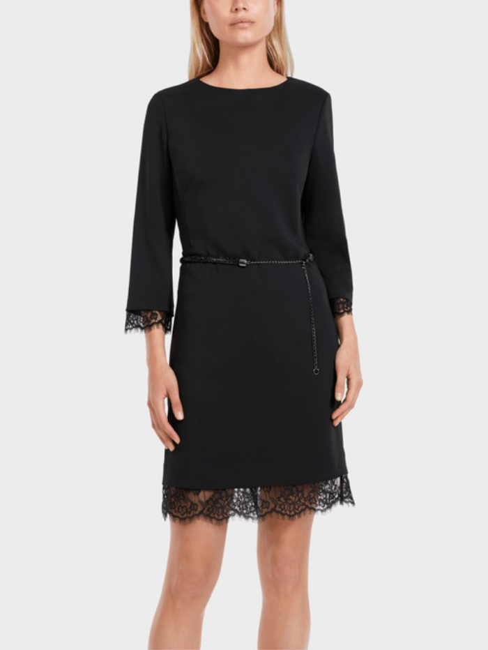 Marc-Cain-Collections-Black-Mini-Dress-With-Delicate-Lace VC 21.39 W16 Col 900 izzi-of-baslow