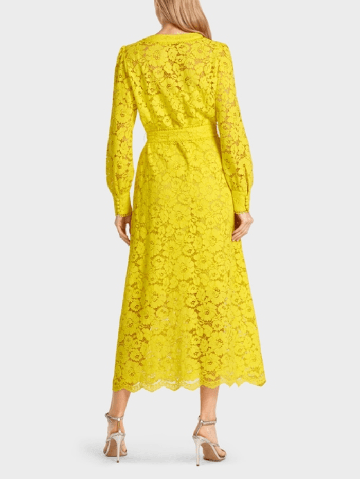 Marc Cain Collections Long Lace Lemon Green Dress UC 21.52 W96 col. 427 izzi-of-baslow