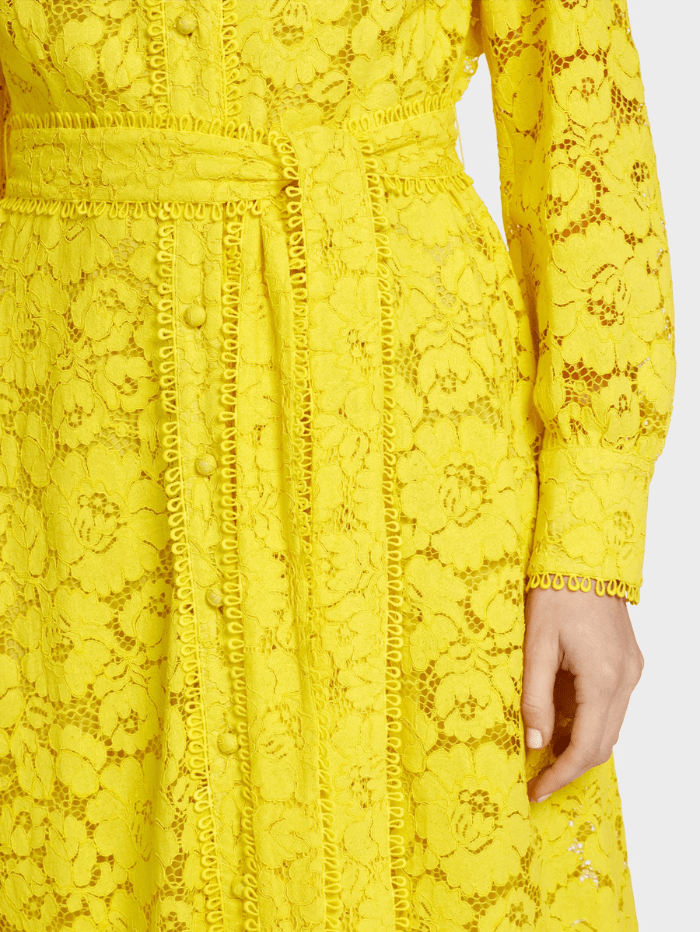 Marc Cain Collections Long Lace Lemon Green Dress UC 21.52 W96 col. 427 izzi-of-baslow