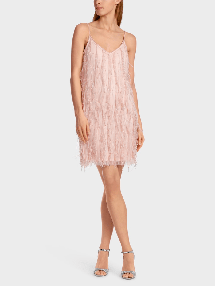 Marc-Cain-Collections-Mini-Dress-With-Feather-Appliqué WC 21.64 W87 Col 212 izzi-of-baslow