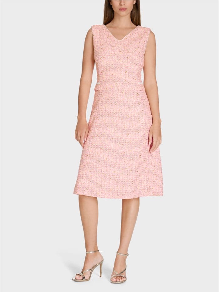 Marc Cain Collections Dresses Marc Cain Collections Sleeveless Checked Dress In Soft Seashell WC 21.67 W88 Col 212 izzi-of-baslow