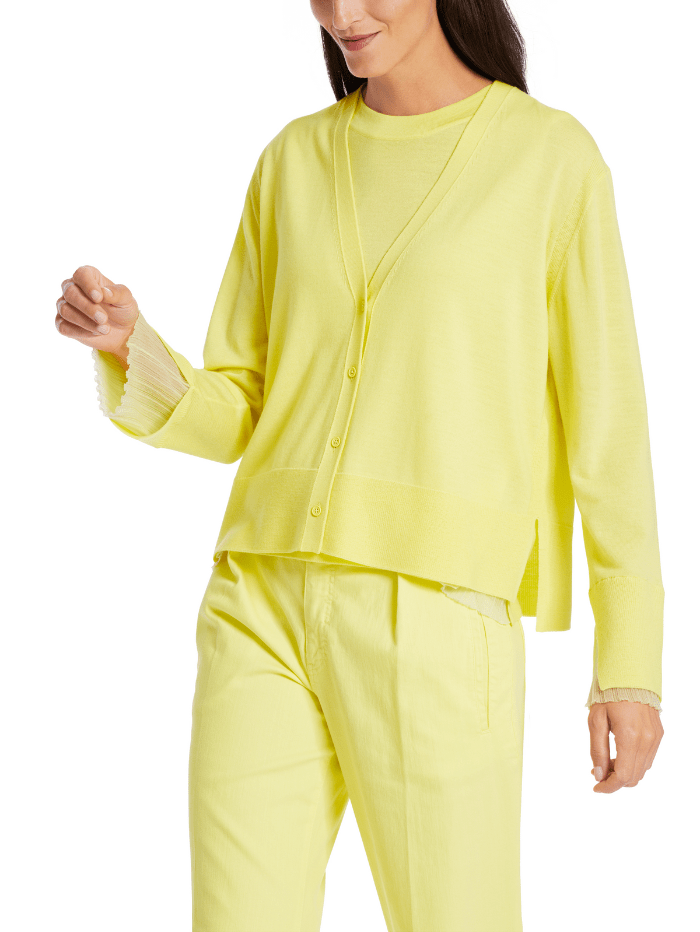 Marc Cain Collections Knitwear Marc Cain Collections Cardigan In Pale Lemon WC 39.10 M73 COL 420 izzi-of-baslow