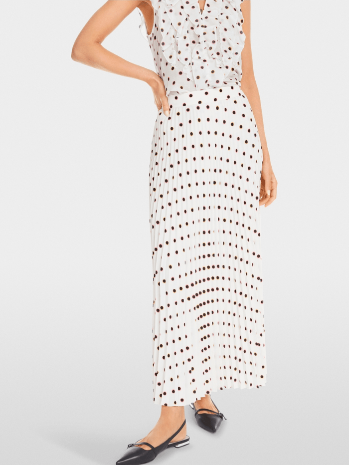 Marc Cain Collections Skirts Marc Cain Collections Maxi Pleated Skirt With Polka Dot Print YC 71.15 W28 COL 110 izzi-of-baslow