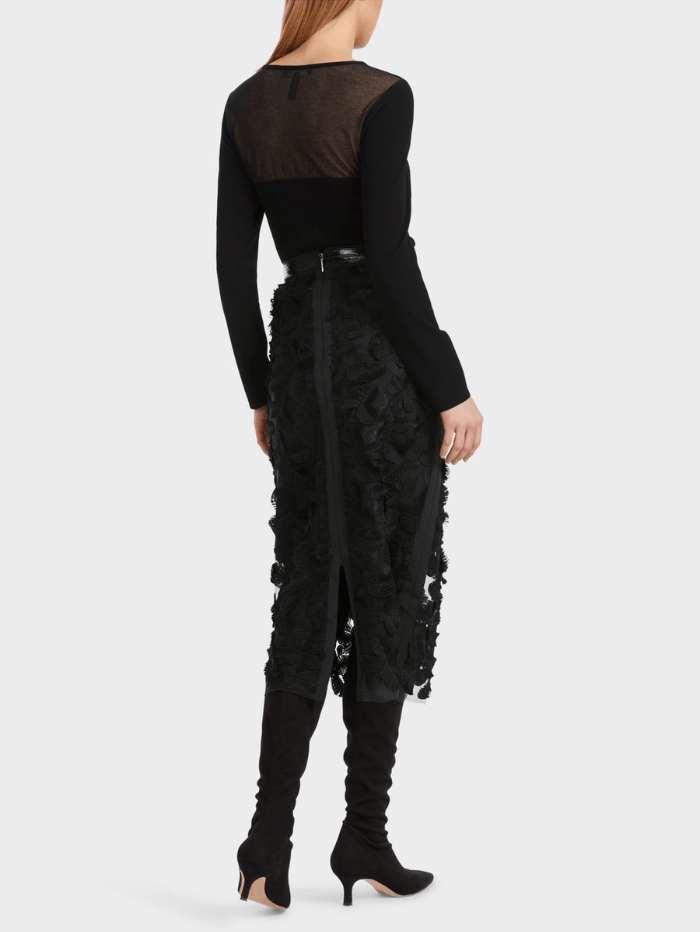 Marc-Cain-Collections-Tulle-Lace-Black-Midi-Skirt-VC 71.06 W52 COL 900 izzi-of-baslow