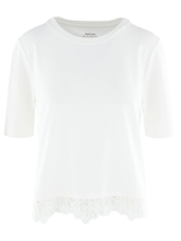 Marc Cain Collections Tops 1 Marc Cain Collections T Shirt Top With Delicate Lace In Off White YC 48.36 J14 COL 110 izzi-of-baslow
