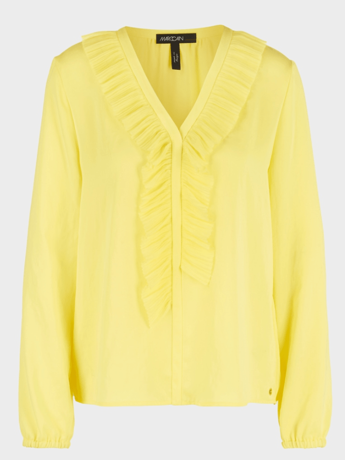 Marc-Cain-Collections-Pale-Lemon-Blouse-With-Rufflles WC 51.23 W39 COL 420 izzi-of-baslow