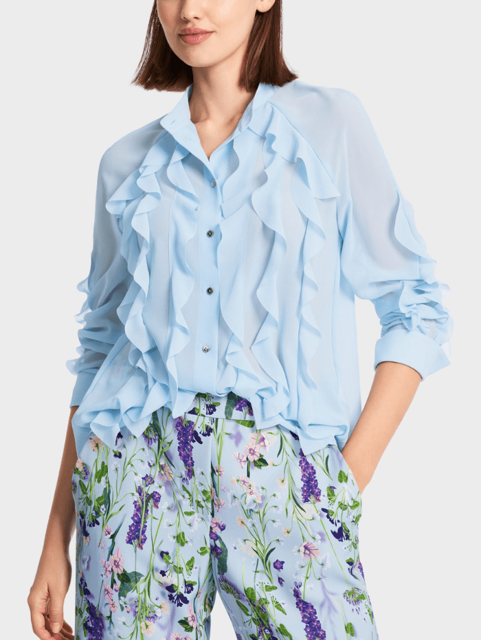 Marc Cain S Collections Blouse with Lace Inserts Soft Pink PC 55.07 W39 213 main image 0