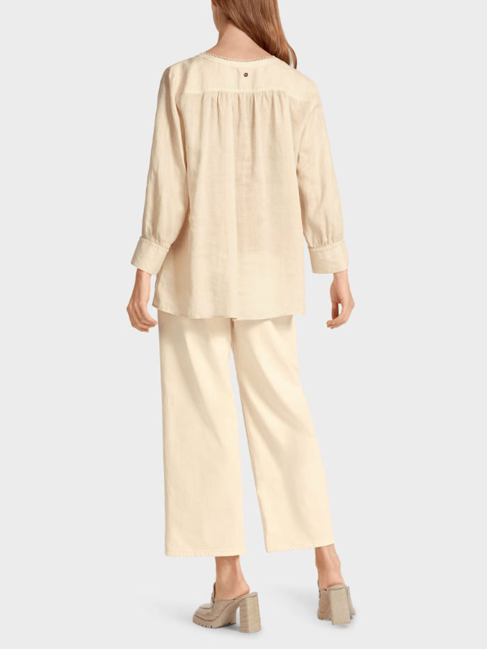 Marc Cain Collections Cream Loose Fitting Drawstring neckline Top UC 51.31 W89 COL 131 izzi-of-baslow