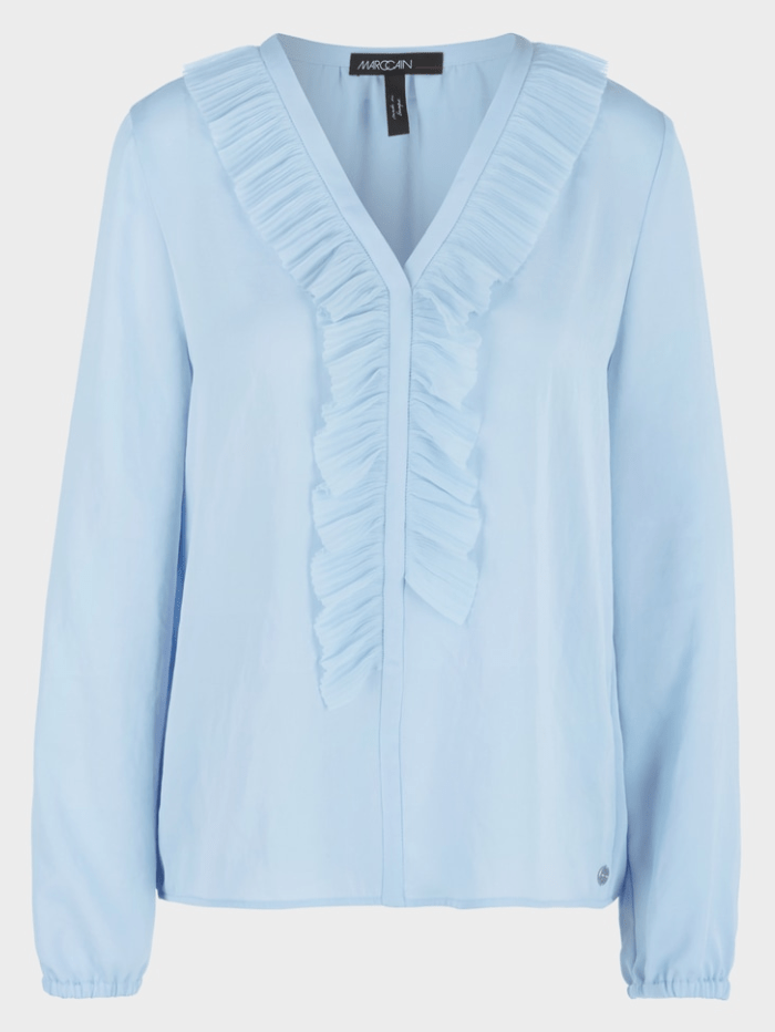 Marc-Cain-Collections-Light-Blue-Blouse With Ruffles WC 51.23 W39 COL 320 izzi-of-baslow