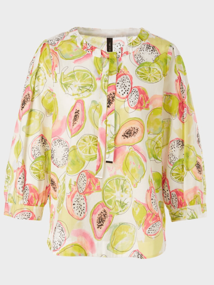 Marc-Cain-Collections-Pale-Lemon-Printed-Blouse WC 51.26 W27 COL 420 izzi-of-baslow