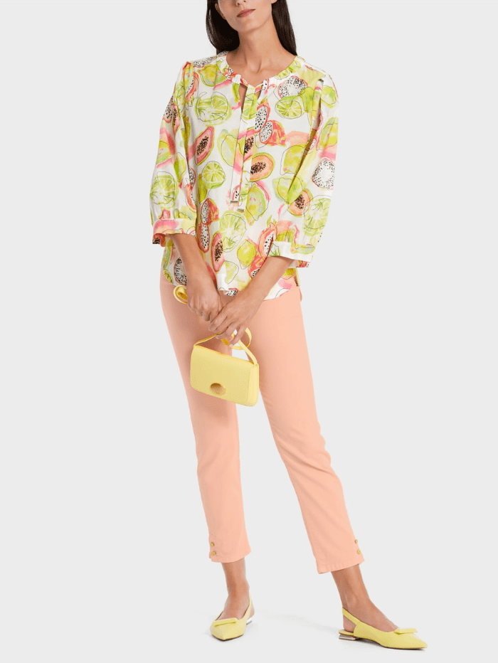 Marc-Cain-Collections-Pale-Lemon-Printed-Blouse WC 51.26 W27 COL 420 izzi-of-baslow