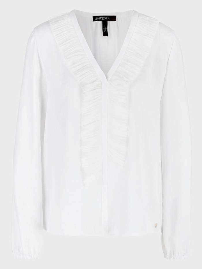 Marc-Cain-Collections-White-Blouse-With-Ruffles WC 51.23 W39 COL 100 izzi-of-baslow