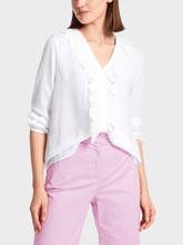 Marc Cain Collections Tops Marc Cain Collections White Blouse With Ruffles WC 51.23 W39 COL 100 izzi-of-baslow