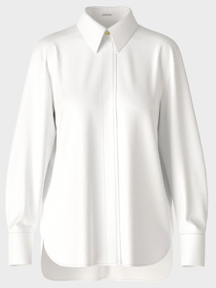 Marc-Cain-Collections-White-Shirt-Blouse-With-Pleated-Border VC 51.43 W71 COL 100 izzi-of-baslow