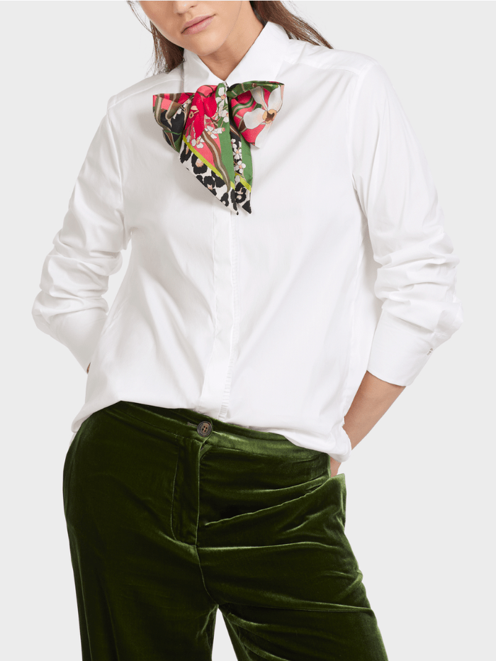 Marc-Cain-Collections-White-Shirt-Blouse-With-Pleated-Border VC 51.43 W71 COL 100 izzi-of-baslow