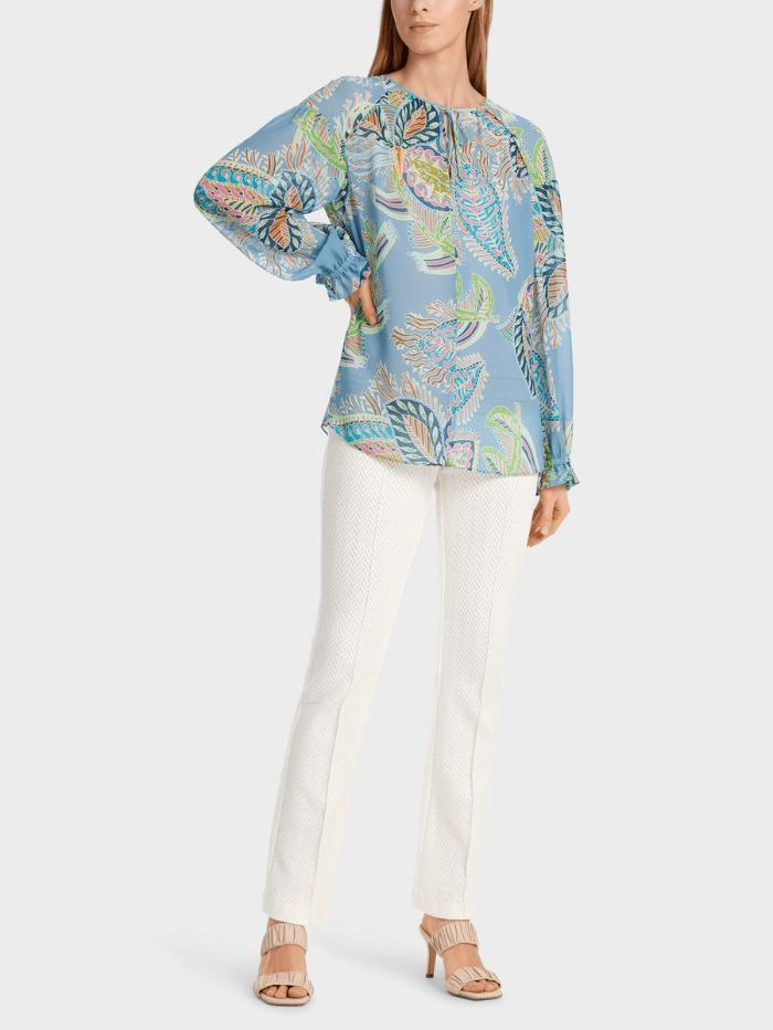 Marc-Cain-Collections-Wide-Cut-Blouse-With-Leaf-Motif-Print WC 51.33 W74 COL 321 izzi-of-baslow