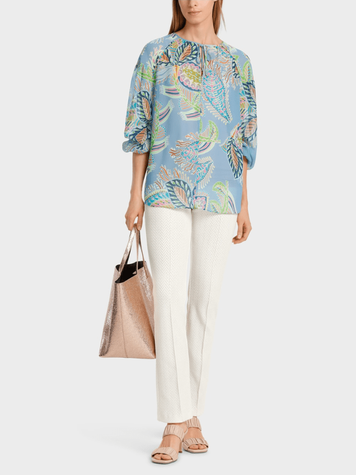 Marc-Cain-Collections-Wide-Cut-Blouse-With-Leaf-Motif-Print WC 51.33 W74 COL 321 izzi-of-baslow