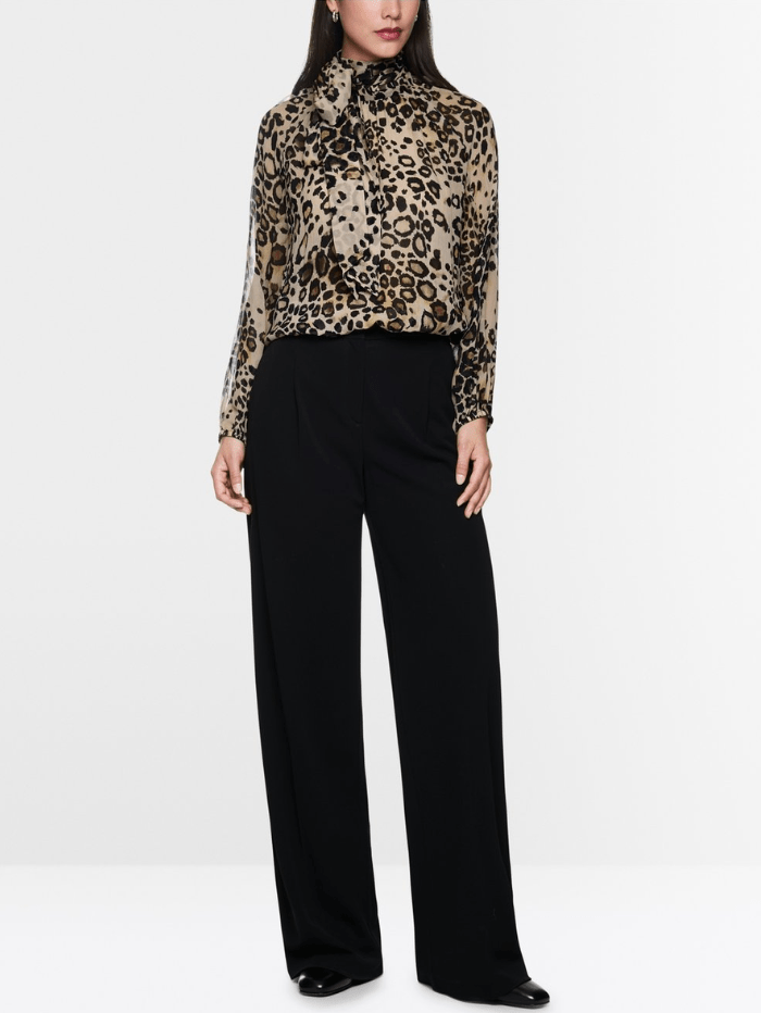Marc Cain Glam Leopard Print Blouse With Lace Details XG 51.10 W17 COL 625