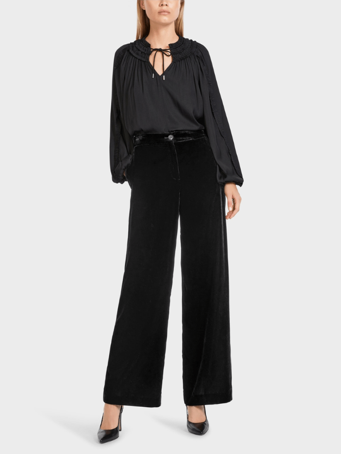 Marc-Cain-Collections-Black-Velvet-Trousers-With-Wide-Leg VC 81.54 W97 COL 900-of-baslow