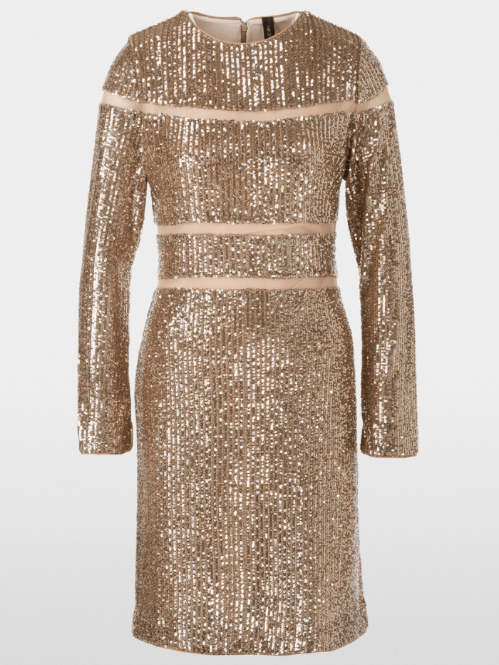 Marc Cain Glam Dresses 1 Marc Cain Glam Sequinned Dress In Shiny Sand XG 21.13 W14 Col 625 izzi-of-baslow