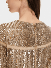 Marc Cain Glam Dresses Marc Cain Glam Sequinned Dress In Shiny Sand XG 21.13 W14 Col 625 izzi-of-baslow