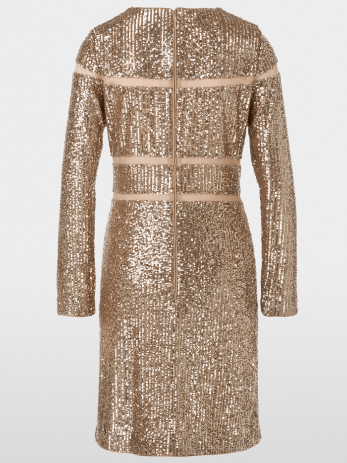 Marc Cain Glam Dresses Marc Cain Glam Sequinned Dress In Shiny Sand XG 21.13 W14 Col 625 izzi-of-baslow