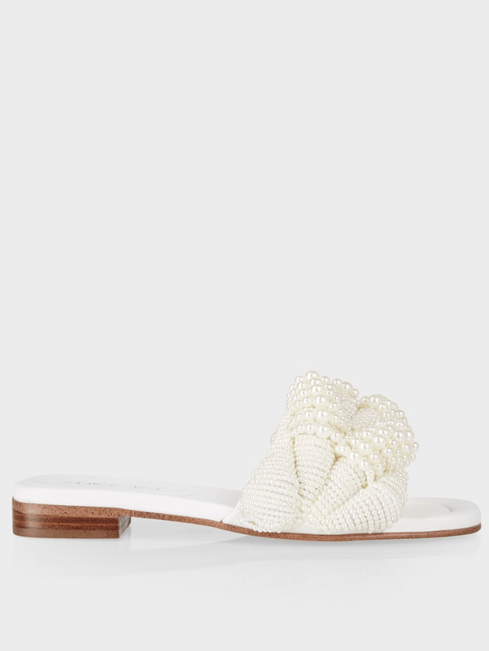 Marc-Cain-White-Mules-With-Pearls-WB SG.10 Z10 COL 100 izzi-of-baslow