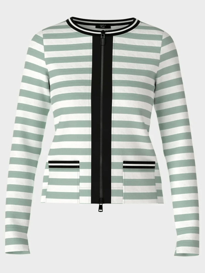 Marc-Cain-Sports-Striped-Jacket-In-Soft-Sage-WS 31.19 J53 Col 509 izzi-of-baslow