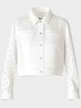 Marc Cain Sports Denim 1 Marc Cain Sports White Denim Jacket With Eyelet Embroidery WS 31.29 W35 COL 100 izzi-of-baslow