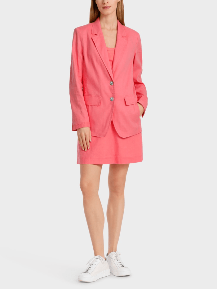 Marc-Cain-Sports-Creased-Look-Blazer-In-Light-Neon-Red-WS 34.12 W03 COL 238 izzi-of-baslow