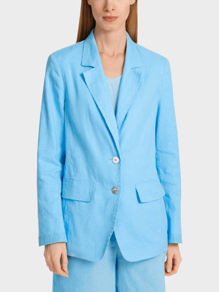 Marc Cain Sports Denim Marc Cain Sports Creased Look Blazer In Turquoise WS 34.12 W03 COL 339 izzi-of-baslow