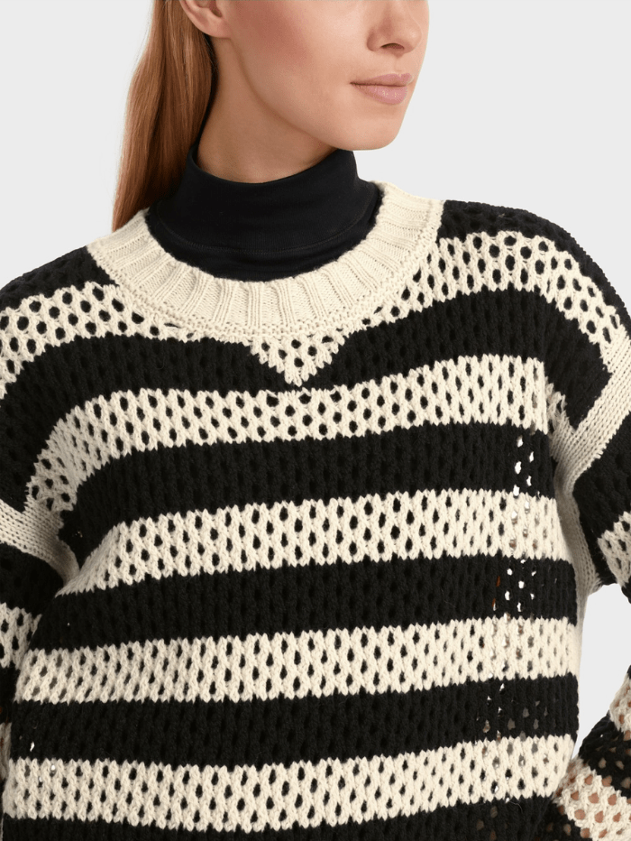 Marc-Cain-Sports-Black-Cream-Striped-Jumper VS 41.12 M77 COL 913 izzi-of-baslow