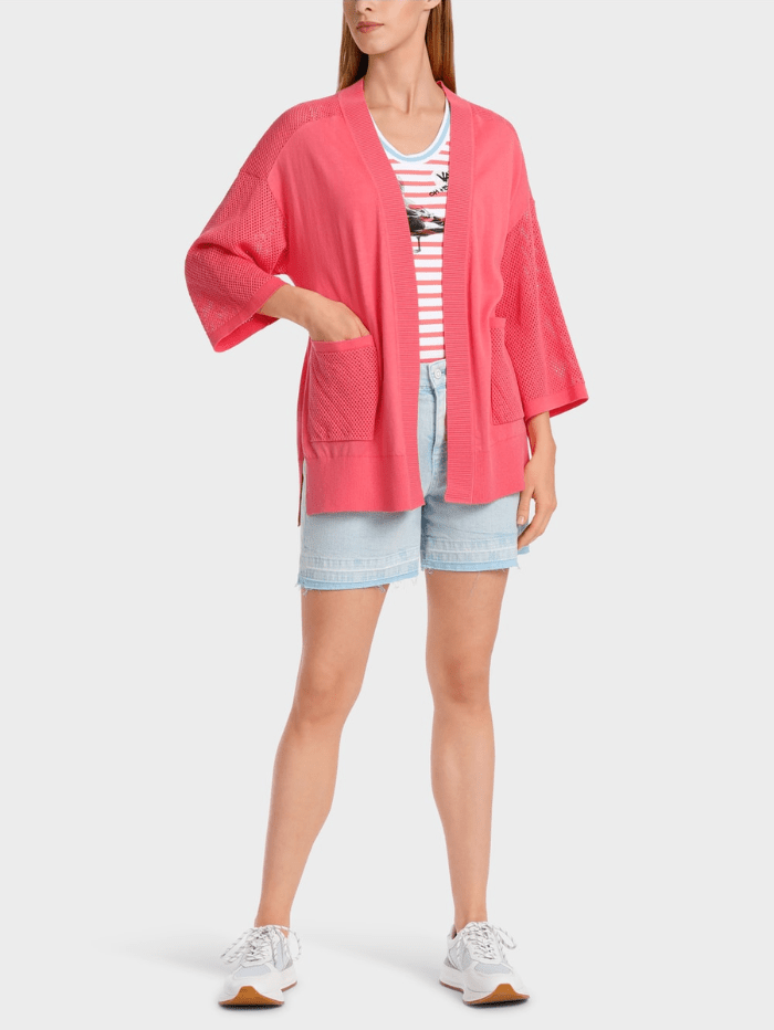 Marc Cain Sports Knitwear Marc Cain Sports Cardigan In Light Neon Red WS 39.21 M50 COL 238 izzi-of-baslow
