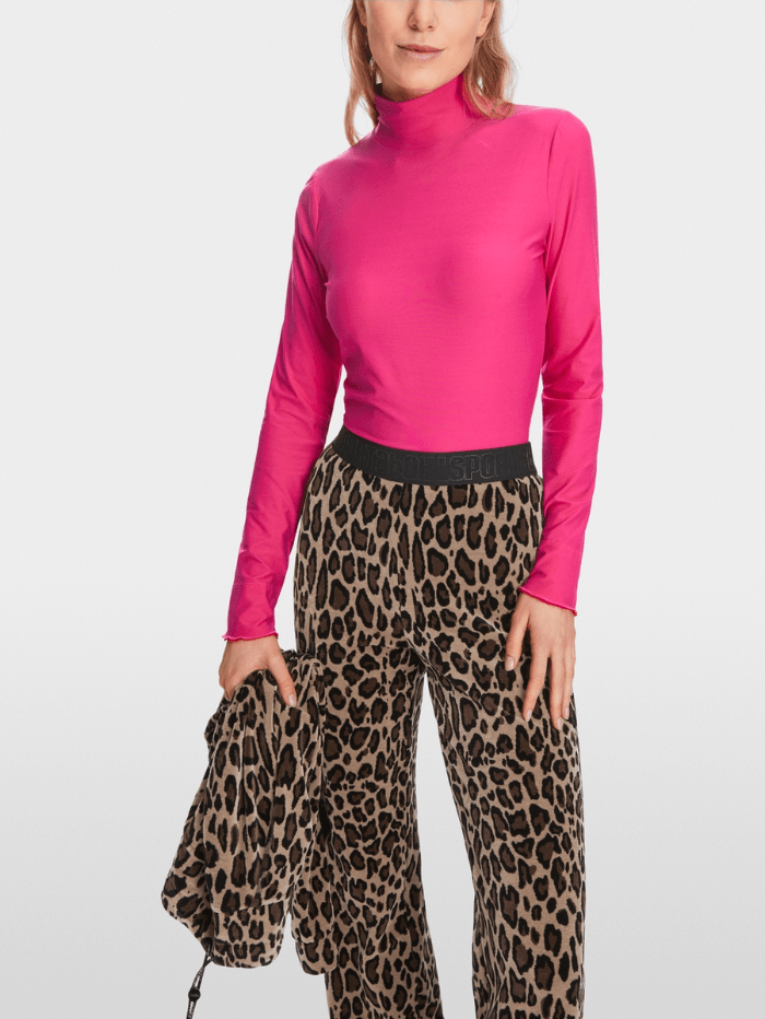 Marc Cain Sports Knitwear Marc Cain Sports Long Sleeved Turtleneck Top In Pink XS 48.18 J18 Col 244 izzi-of-baslow