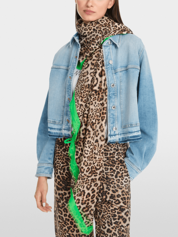 Marc Cain Sports Scarf One Size Marc Cain Sports Lightweight Scarf With Leopard Print YS B1.09 Z13 COL 617 izzi-of-baslow